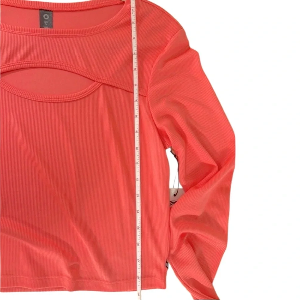 Cycle House By Marika Dubarry Ribbed Long Sleeve Keyhole Active Crop Top Large